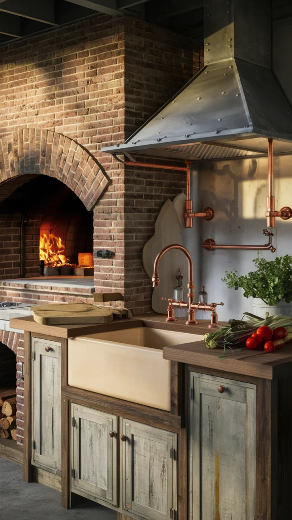 Farmhouse-Style Brick Oven and Sink Combo - outdoor kitchen ideas