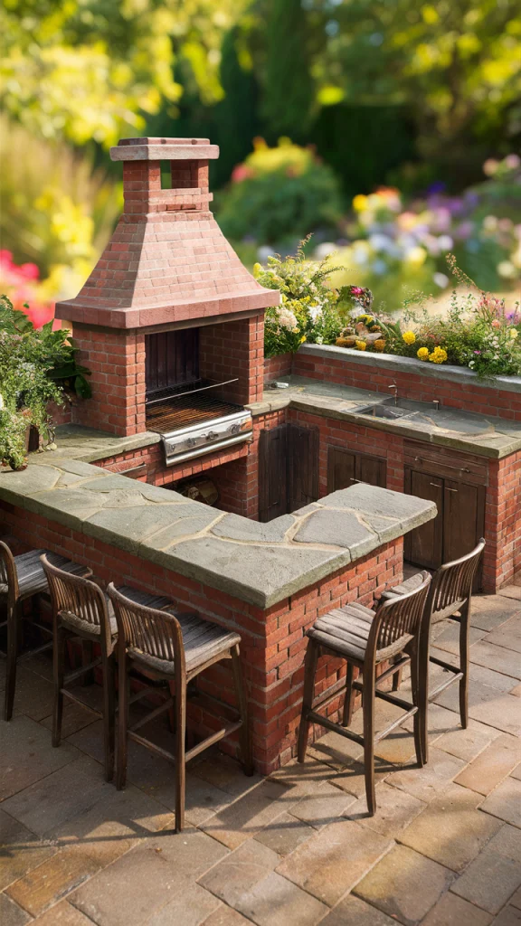 L-Shaped Brick Barbecue Station - outdoor kitchen ideas