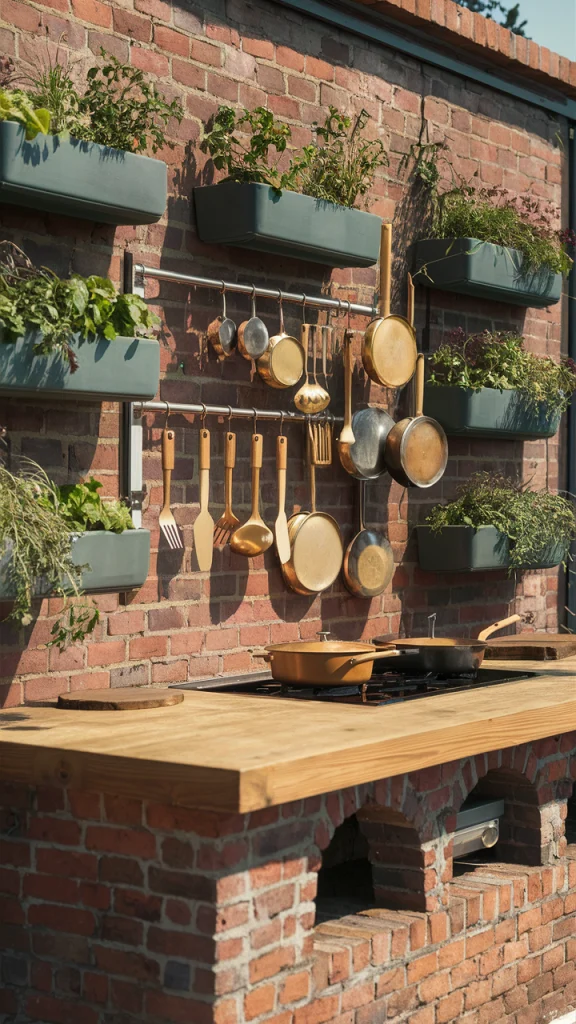 Herb Garden Brick Kitchen Wall - Outdoor Kitchen Ideas