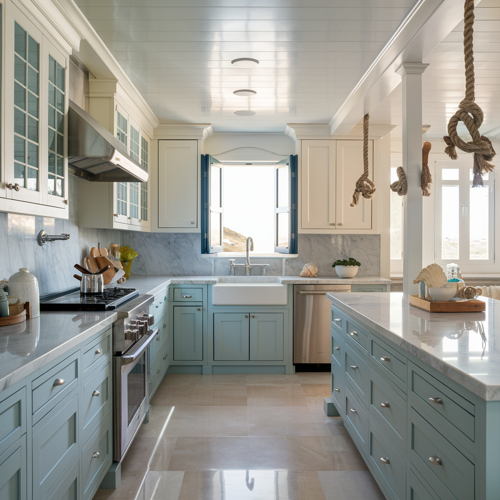 Light Blue and White (two tone kitchen cabinet)