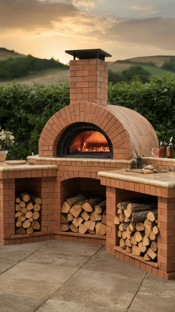 Brick Pizza Oven with Prep Station - Outdoor Kitchen Ideas