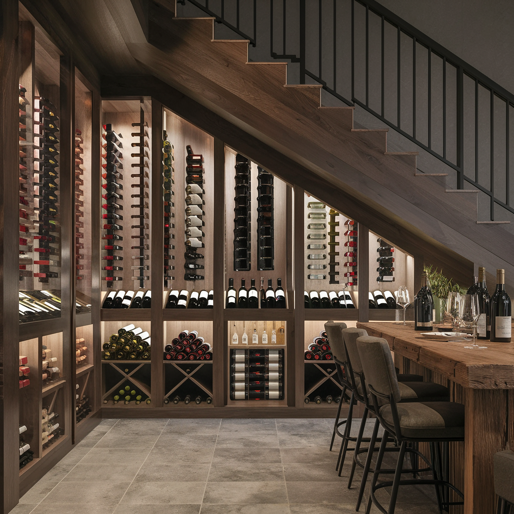 wine cellar(under-stairs decor idea)