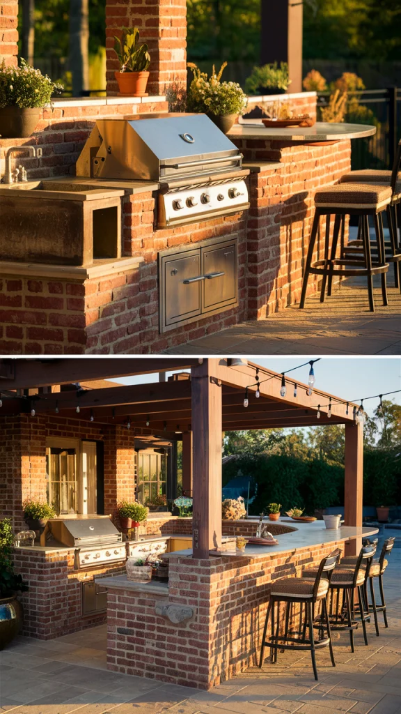 Multi-Level Brick Kitchen Island - outdoor kitchen ideas