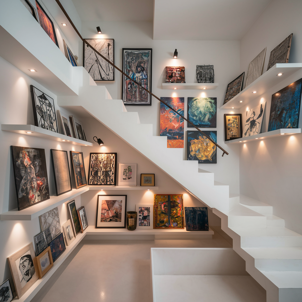 artistic display(under-stairs decor idea)