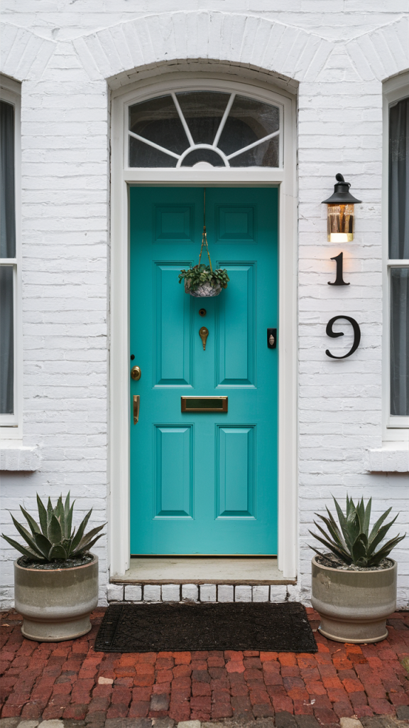 colorful statement door -  front entryway door ideas