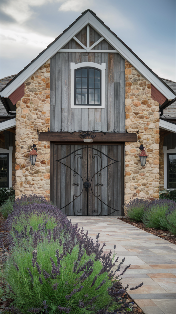 rustic barn door entrance -  front entryway door ideas