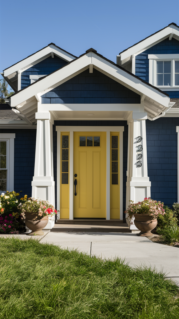 cold color pop -  front entryway door ideas