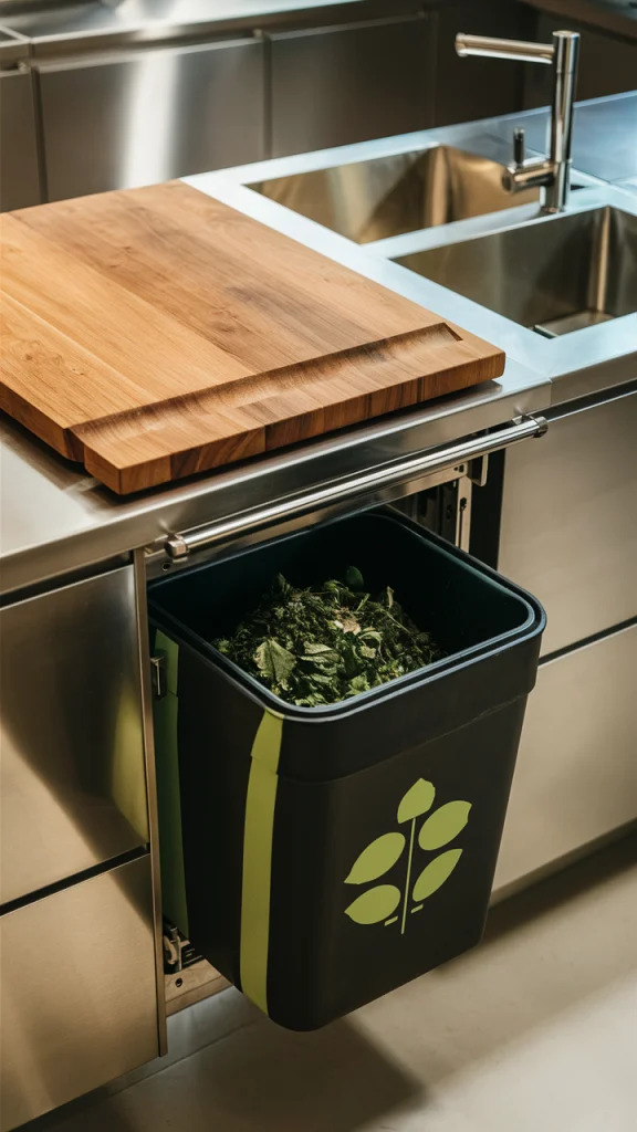 cutting board and bin