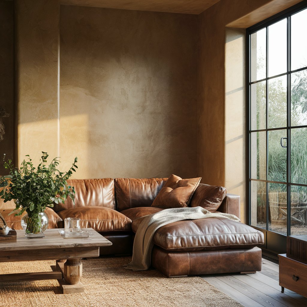 small living room decor - earthy tones